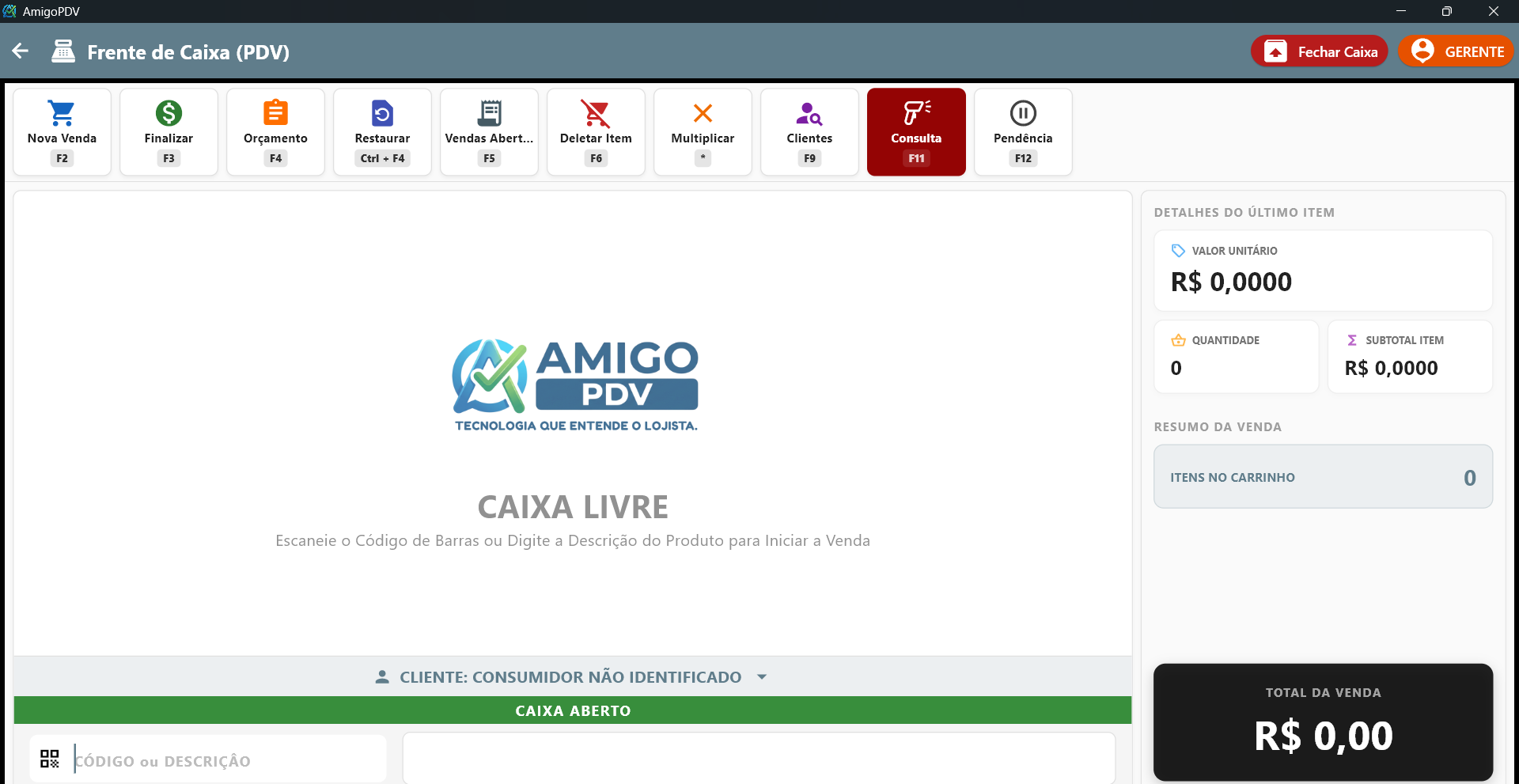 Frente de Caixa AmigoPDV
